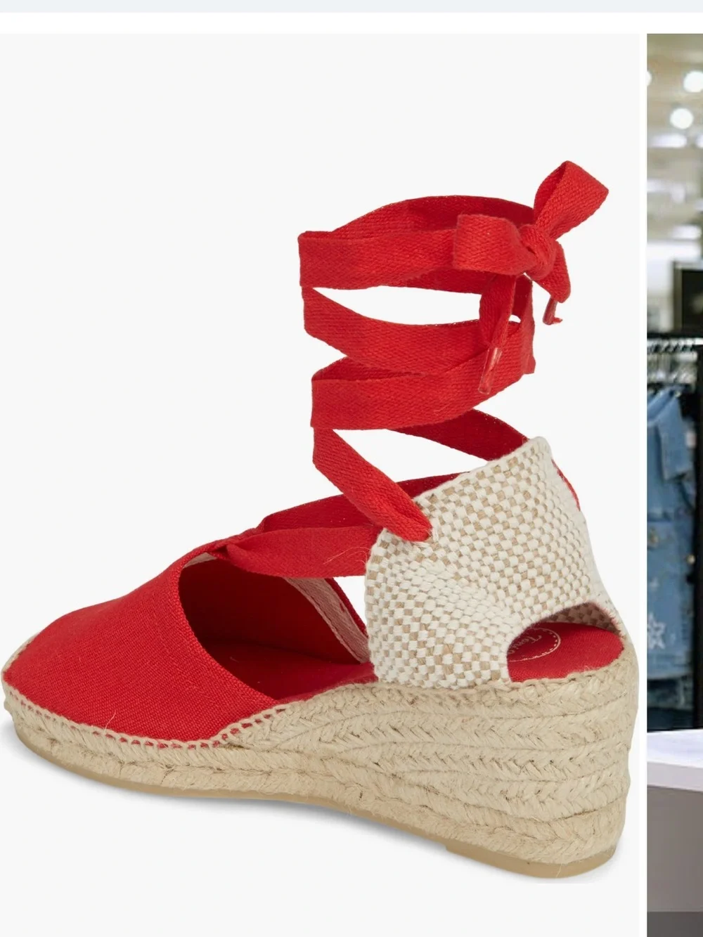 Toni Pons Valencia wraparound Red Espadrille Wedge Tie-Up Sandals size 8 or 8.5